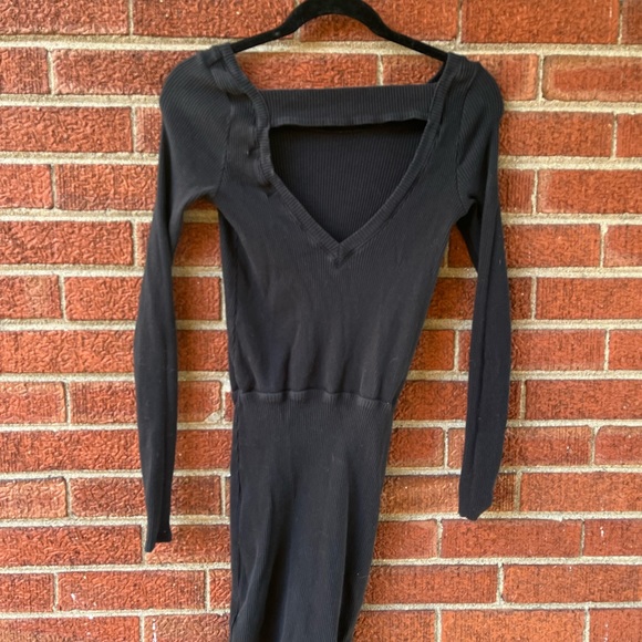 Free People Beach Ribbed Black Mini Dress small - Picture 3 of 5